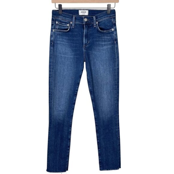 Agolde Jeans 26 Sophie Mid Rise Skinny Crop Raw Hem Stretch Denim Casual Fall - Picture 1 of 8